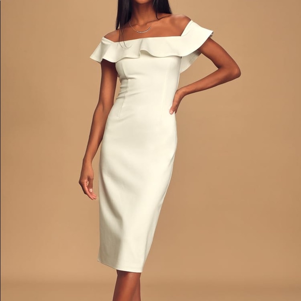 Lulu’s Off-the-Shoulder Midi Dress XS, NWT